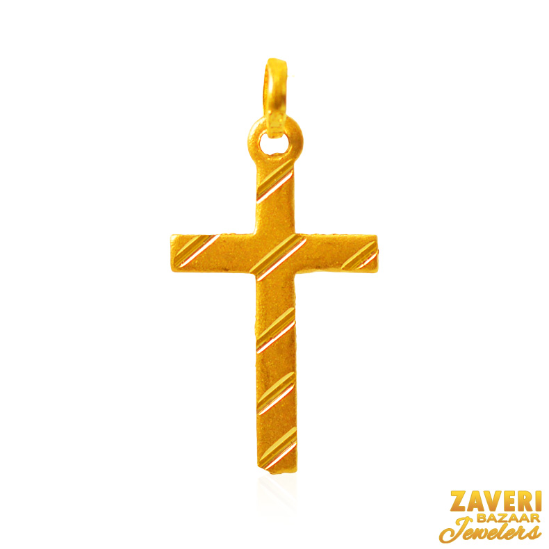  [ Gold Jesus Pendant > 22Kt Gold Fancy Cross Pendant  ]