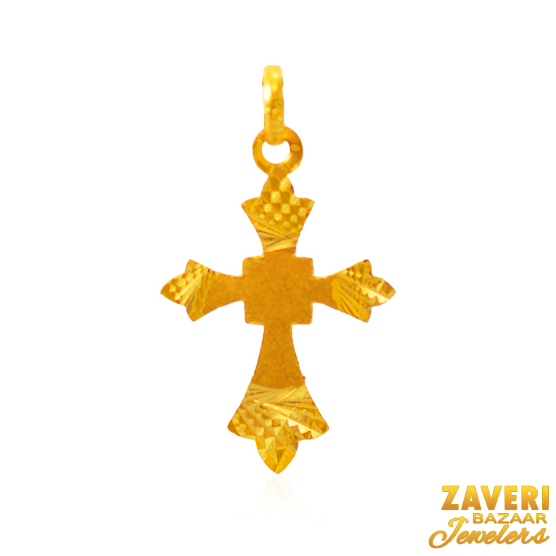  [ Gold Jesus Pendant > 22Kt Gold Fancy Cross Pendant  ]