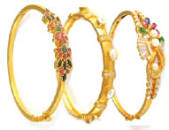 Gold Bangles >  Precious Stone Bangles > 