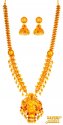 22 kt Gold Temple Necklace Set - Click here to buy online - 22,523 only..