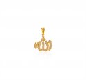 22 kt Gold Allah Pendant with CZ - Click here to buy online - 838 only..