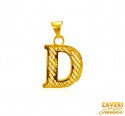 22Kt Gold Initial Pendant (D) - Click here to buy online - 371 only..