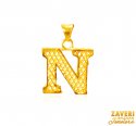 22Kt Gold Initial Pendant (N) - Click here to buy online - 352 only..
