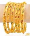 22Kt Gold Meenakari Bangles (6Pc) - Click here to buy online - 15,519 only..