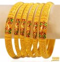 22Kt Gold Meenakari Bangles (6Pc) - Click here to buy online - 17,334 only..