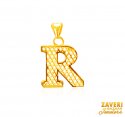 Click here to View - 22Kt Gold Initial Pendant (R) 