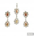 Pendant And Earring Set With CZ - Click here to buy online - 1,824 only..