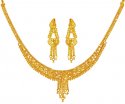 22Kt Gold Necklace Earring Set - Click here to buy online - 4,300 only..