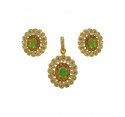Click here to View - 22K Gold Fancy Emerald  Pendant Set 