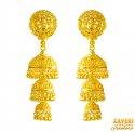 22 Kt Gold Jhumka Earrings - Click here to buy online - 3,748 only..