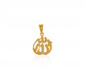 22 kt Gold Allah Pendant with CZ - Click here to buy online - 552 only..