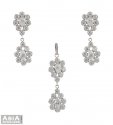 White Gold Pendant and Earrings Set - Click here to buy online - 1,909 only..