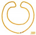 Click here to View - 22 Kt Gold hollow Rope Chain 22 In 