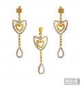 22K Fancy 2 Tone Long Pendant Set  - Click here to buy online - 3,970 only..