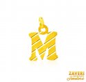 22Kt Gold Initial Pendant (M) - Click here to buy online - 436 only..