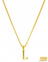 22K Gold Initial Pendant (Letter L) - Click here to buy online - 299 only..
