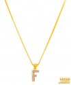 22K Gold Initial Pendant (Letter F) - Click here to buy online - 436 only..