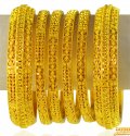 22KT Gold Bangles Set (6 PCs) - Click here to buy online - 19,324 only..