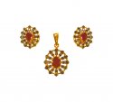 22Kt Gold Pendant sets with Ruby  - Click here to buy online - 1,418 only..