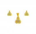 22kt Gold Pendant Earring Set - Click here to buy online - 989 only..