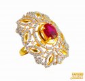 22Kt Gold Ruby Colored Stone Ring - Click here to buy online - 2,586 only..