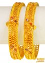 22Kt Gold Antique Bangles (2 Pc) - Click here to buy online - 9,090 only..