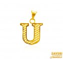 22Kt Gold Initial Pendant (U) - Click here to buy online - 323 only..