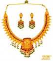 22 Kt Gold Temple Necklace Set - Click here to buy online - 12,746 only..