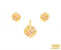 22Kt Gold Multi Tone Pendant Set - Click here to buy online - 1,536 only..