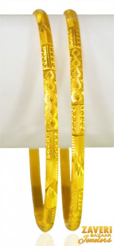 22kt Gold Machine Bangles (2 PC) 