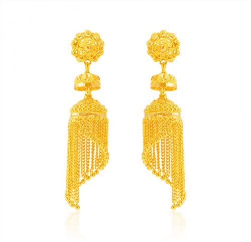 22k Gold Long Traditional Earring 