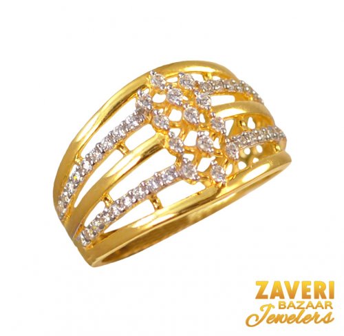 22Kt Gold CZ Designer Ring 