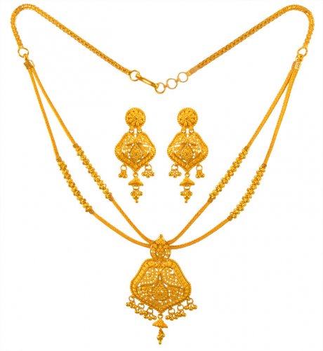 22 Karat Gold Necklace Earring Set 