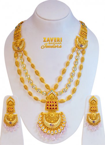 22Kt Gold Antique Necklace Set(Long 