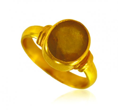 22 KT Gold Yellow Sapphire Ring 
