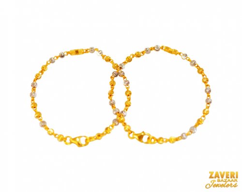 22Kt Gold TwoTone Baby Bracelet(2Pc 