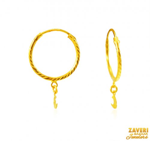 22Kt Gold Fancy Hoop Earrings 