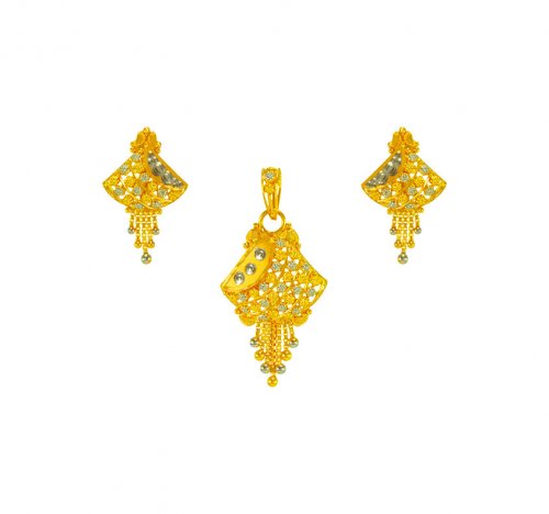 22kt Gold Two Tone  Pendant  Set 