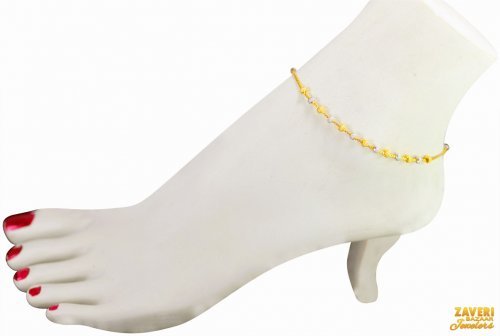 22 Kt Gold Two Tone Anklet (1 PC) 