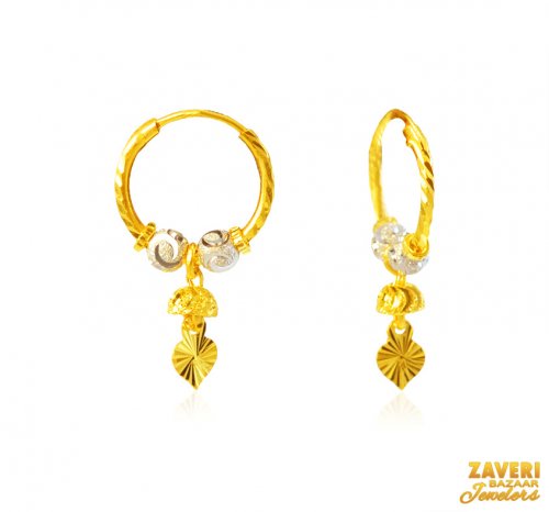 22Kt Gold Two Tone Hoop Earrings 