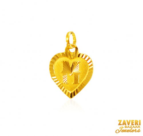 22Kt Gold Initial Pendant (M) 