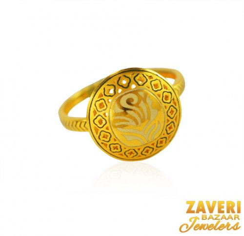 22Kt Gold Fancy Meenakari Ring 