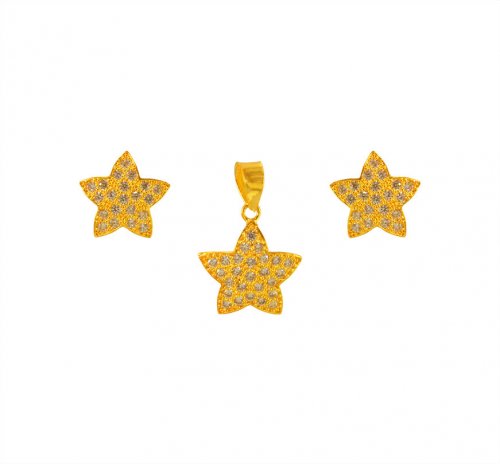 22K Gold CZ Pendant Set  