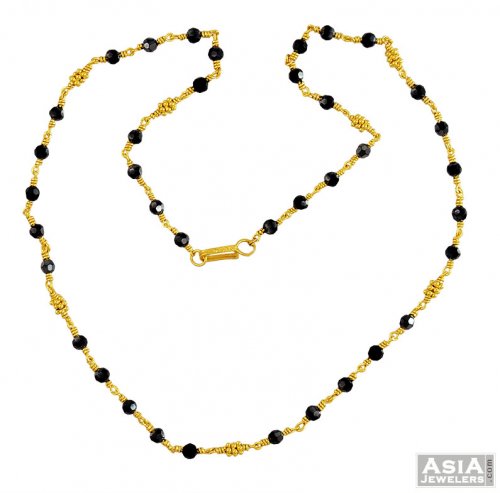 Gold Black Beads Chain 22K 