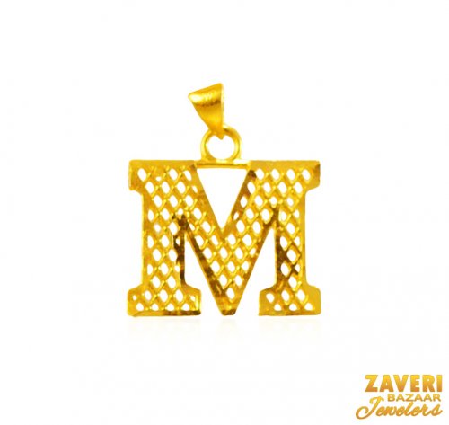 22Kt Gold Initial Pendant (M) 