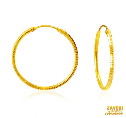 22Kt Gold Fancy Hoop Earrings 
