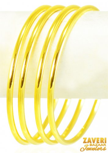 22Kt Plain Gold Bangles (4 Pc) 