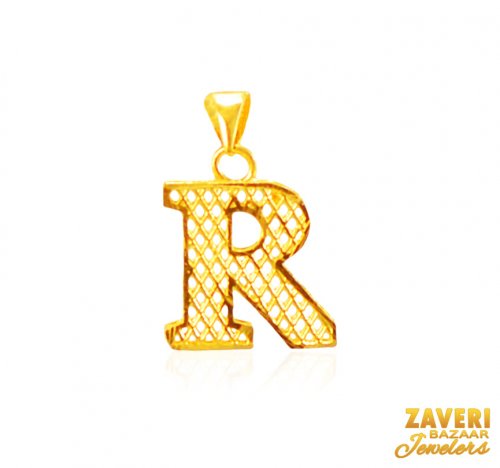 22Kt Gold Initial Pendant (R) 