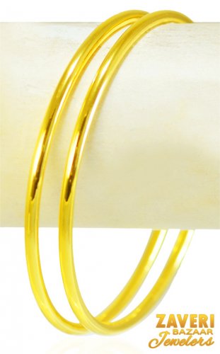 22Kt Plain Gold Bangles (2 Pc) 