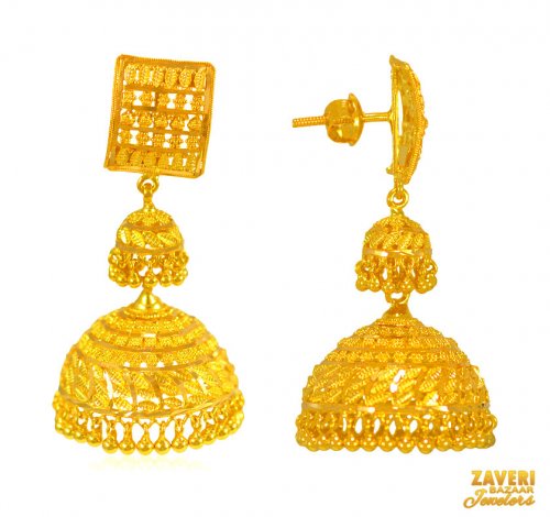 22 Kt Gold Layered Jhumki 